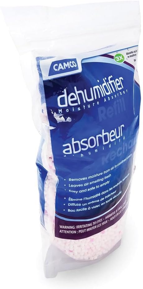 Camco Dehumidifier Moisture Absorber - Absorbs Up to 3x Its Weight in Water, Reduces Moisture and Humidity in Offices, Closets, Bathrooms, Kitchens, Boats, RVs and More – Refillable (44280)