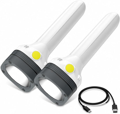 Flashlight Lantern Combo Rechargeable, 2-in-1 LED Flashlight with 360° Camping Lantern & Emergency Strobe, Compact Light for Camping, Power Outage, Car
