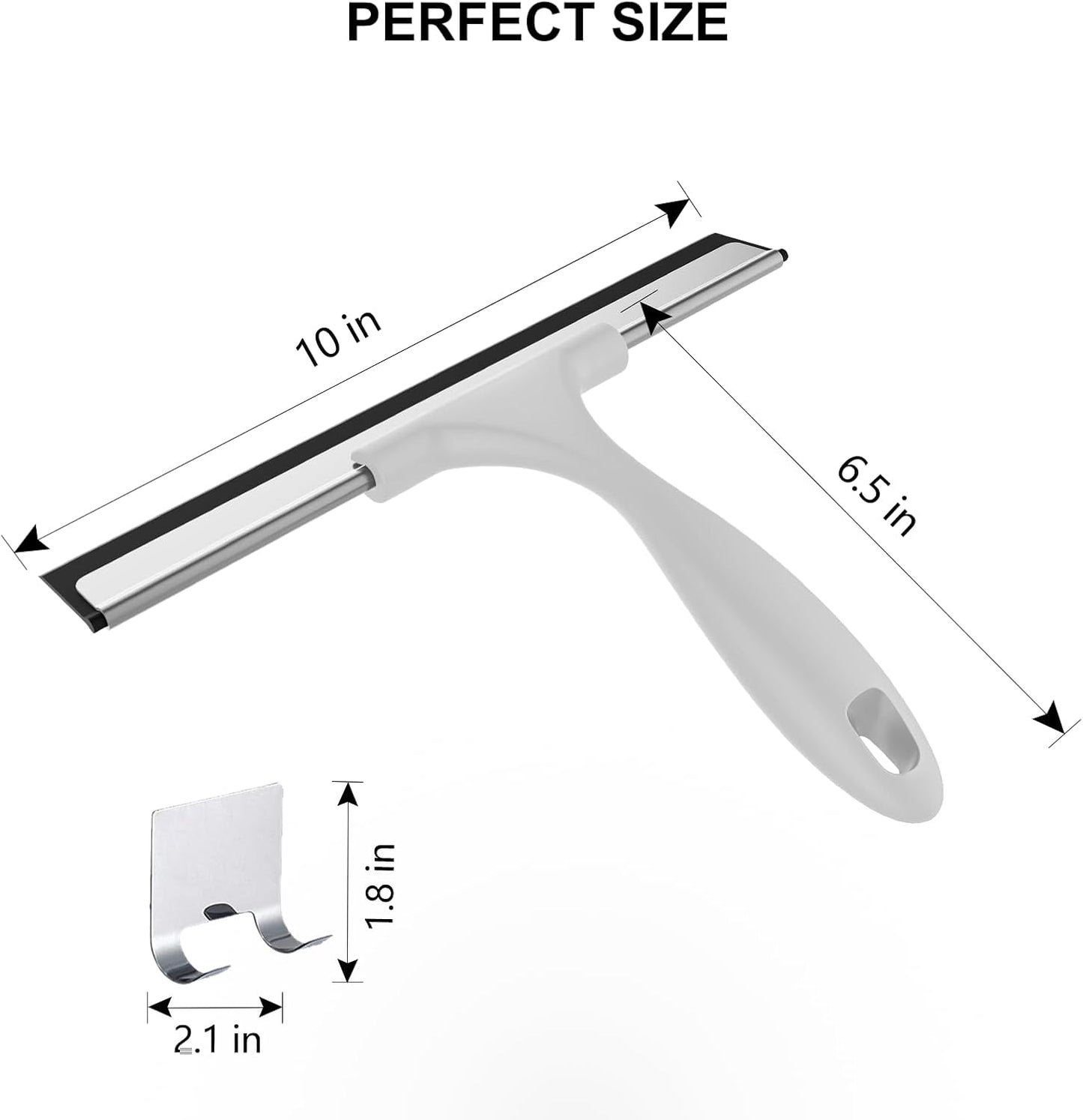 SetSail Squeegee for Shower Glass Door Stainless Steel Shower Squeegee for Glass Doors All-Purpose Window Squeegee for Tile Shower Walls, Sink, Mirror, Bathroom, Car Window Cleaning 10 Inches