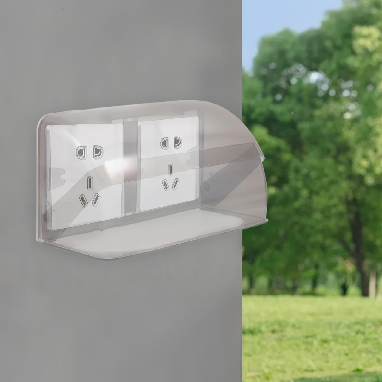 Housoutil Waterproof Outlet Cover, Plastic Dual-Stretch Electrical Outlets, Universal Exterior Power Socket Cover for Charging Stations and Switches