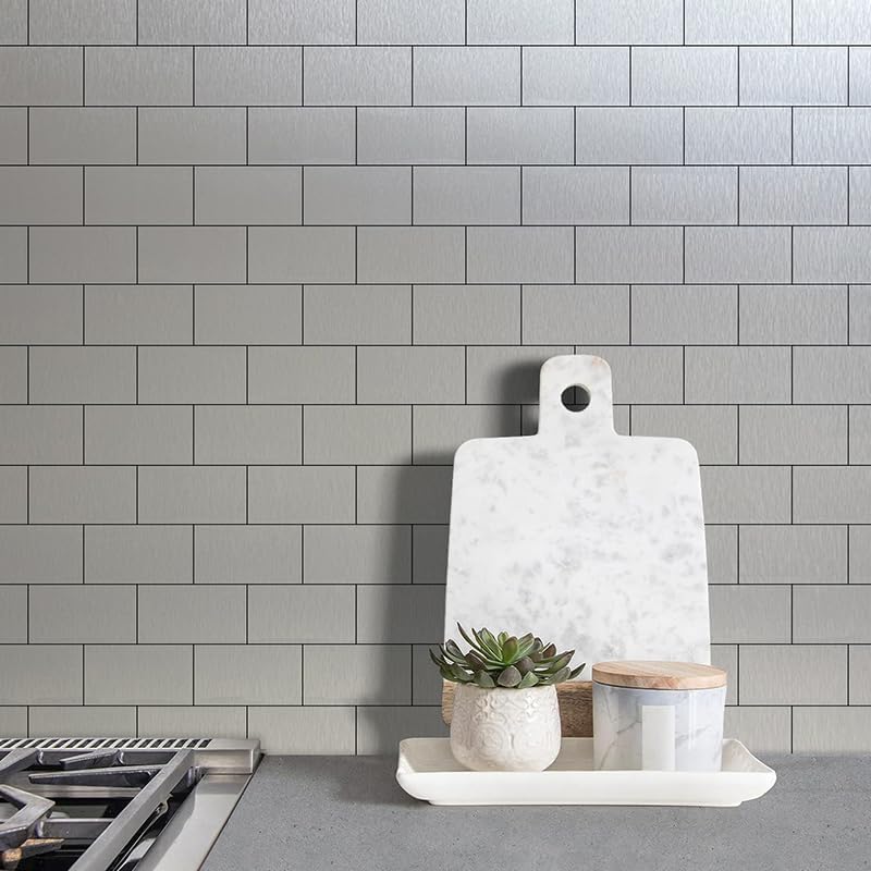 DICOFUN 10-Sheet Polished White Thick PVC Peel and Stick Backsplash, Ceramic Look Subway Tile White Kitchen Backsplash Peel and Stick Wall Tiles