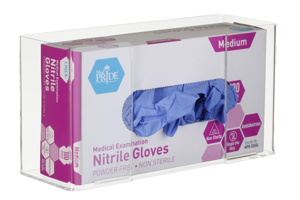AdirMed VivaEssentials Double Glove Box Holder, Wall Mount or Free Standing Black Acrylic Glove Holder
