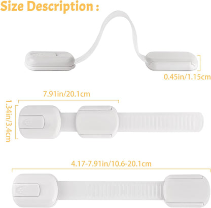 12-Pack Baby Safety Locks - Refrigerator, Oven, Drawer and Cabinet Locks, 3M Adhesive, No Screws or Magnets, Adjustable Size, for Kitchen, Dining Room, Living Room, and Bathroom