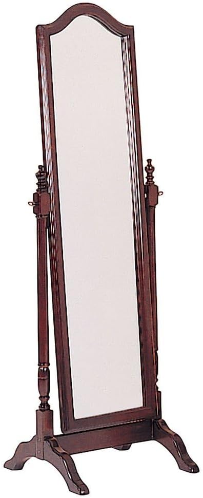 Furnifact Brown 65 Inch Long Full Length Cheval Mirror with Wooden Frame - Adjustable Arched Standing Body Mirror for Bedroom or Living Room Décor