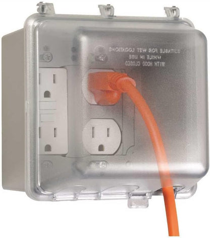 TayMac MM2410G Gray Polycarbonate 2-Gang Weatherproof In-Use Electrical Outlet Cover for Home Improvement, 2.75-in. Deep Outdoor Outlet Cover for Electrical Box, UFAST 55-in-1, Rated NEMA 3R