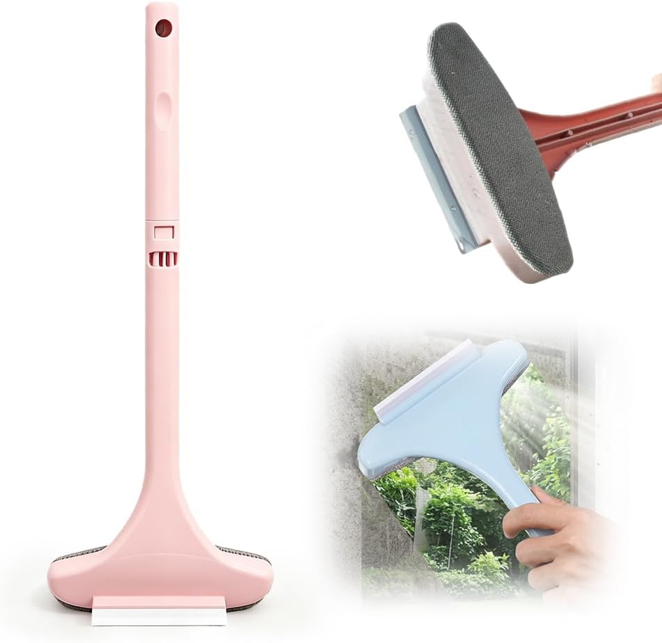 2 in 1 Window Screen Cleaner Brush Tool with Squeegee - Mesh Cleaner Brush,Multi-Purpose Detachable Cleaning Brush for Patio, Door, Mesh Screen (Bule)