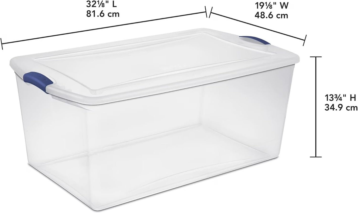 41 Quart Under Bed Storage Bins with Snap-On Lids, 2-Pack, Clear Plastic Stackable Tote Boxes, Closet Storage for Clothes Storage & Bedroom Organization