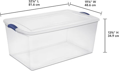 41 Quart Under Bed Storage Bins with Snap-On Lids, 2-Pack, Clear Plastic Stackable Tote Boxes, Closet Storage for Clothes Storage & Bedroom Organization