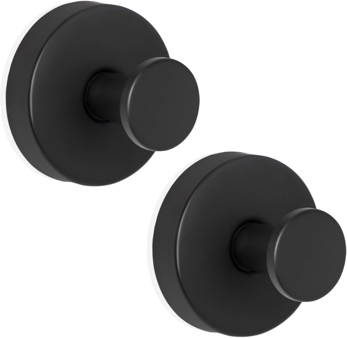 ZESLMG Adhesive Hooks for Shower, Black Self Sticky Hooks for Glass Window Kitchen Wall, Removable Bath Robe Loofah Door Wreath Coat Towel Hook No Damage for Hanging, 2 Pack