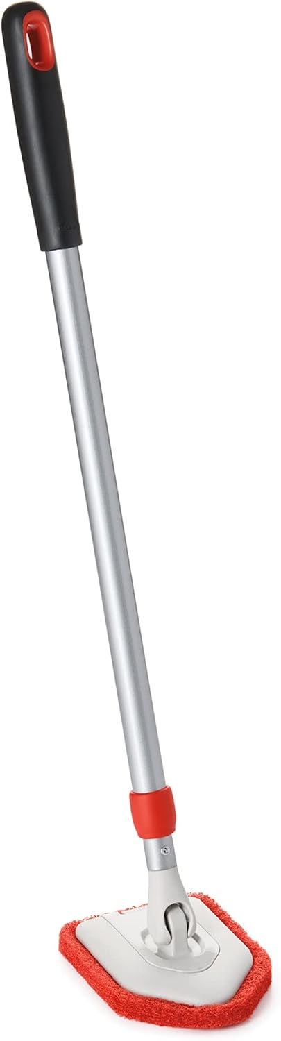 OXO Good Grips Extendable Shower, Tub and Tile Scrubber – 42 in, Versatile Cleaning Supplies, Non-Scratch Shower Cleaner with Adjustable Handle