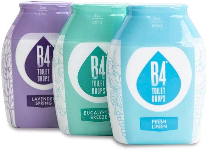 B4 Toilet Drops Toilet and Bathroom Deodorizer Drops, 3 Count, 2 Ounce Bottles (Variety Pack)