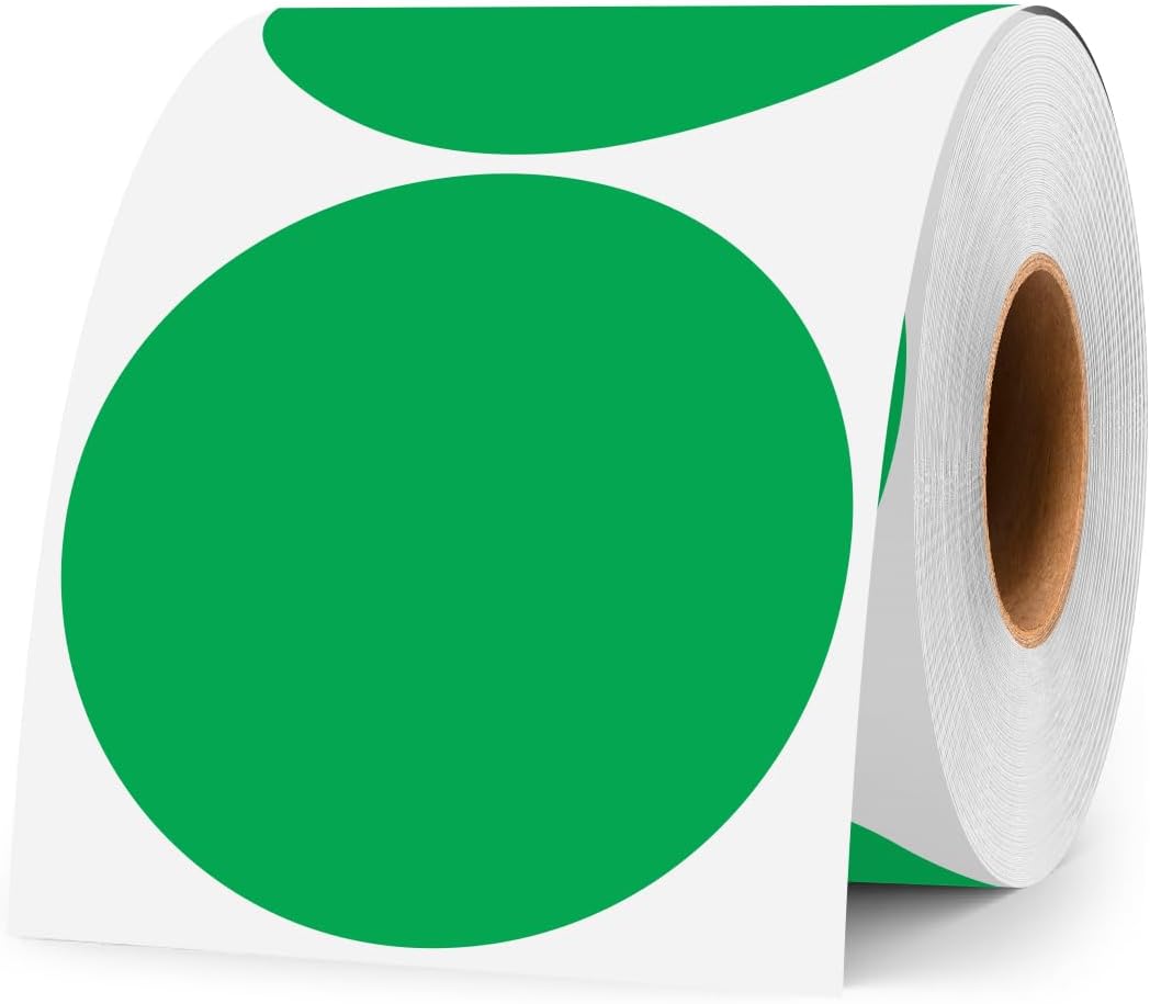 3 Inch White Color Code Dot Stickers,500 PCS Round Labels Stickers in Dispenser Box for Organization, Inventory,Classroom