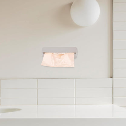 Cabilock Wall Mounted Plastic Bag Holder Trash Bag Dispenser Roll Holder Grocery Bag Storage Dispenser Hanging Over Cabinet Door Under Sink Bag Saver for Kitchen Bathroom White
