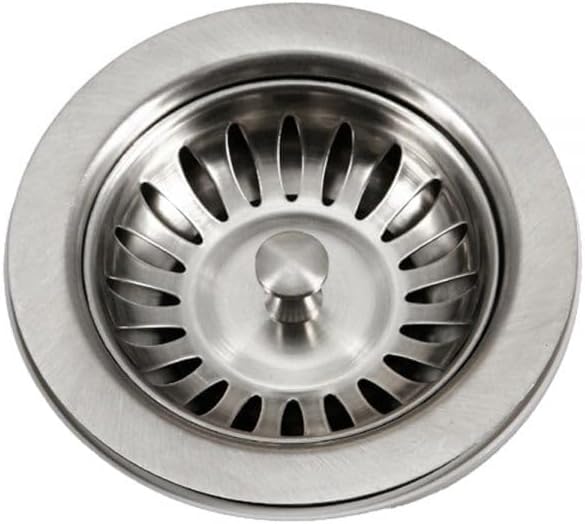 Houzer 190-9300 - 3-1/2 Inch Stainless Steel Deep Cup Kitchen Sink Basket Strainer, Durable Food Catcher Stopper for Metal Kitchen Sink, Ideal for Filtering Waste and Preventing Clogs