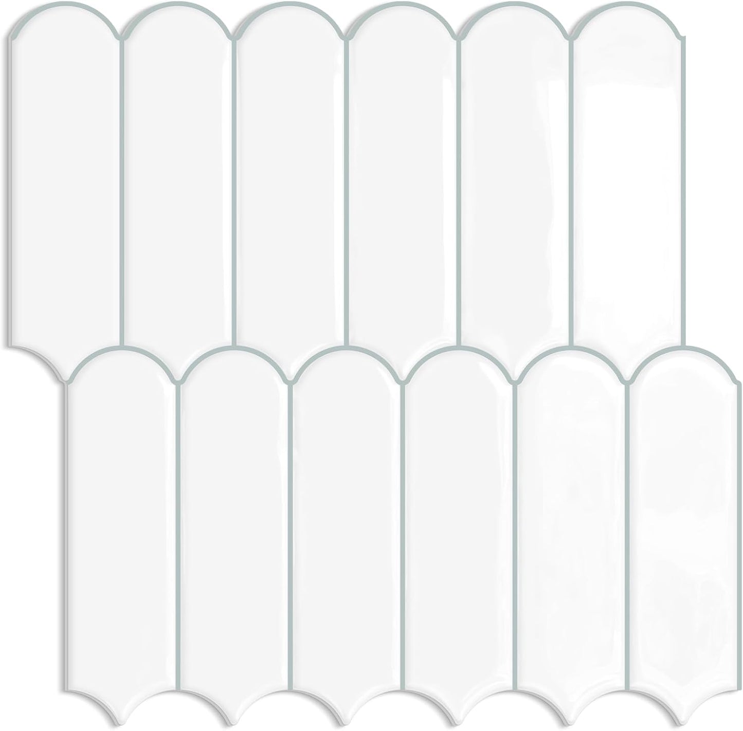 White Kitchen Backsplash Tile Peel and Stick Self Adhesive Tiles for Kitchen Wall (10-Sheet,12"x12")