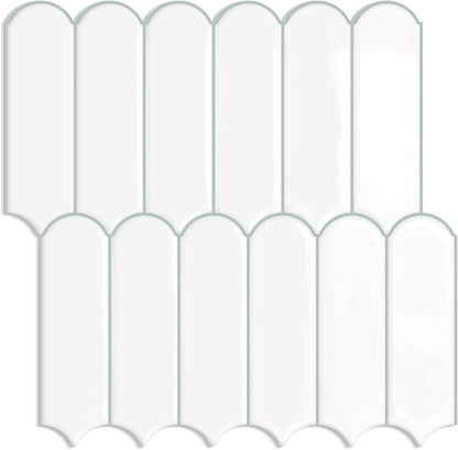 White Kitchen Backsplash Tile Peel and Stick Self Adhesive Tiles for Kitchen Wall (10-Sheet,12"x12")