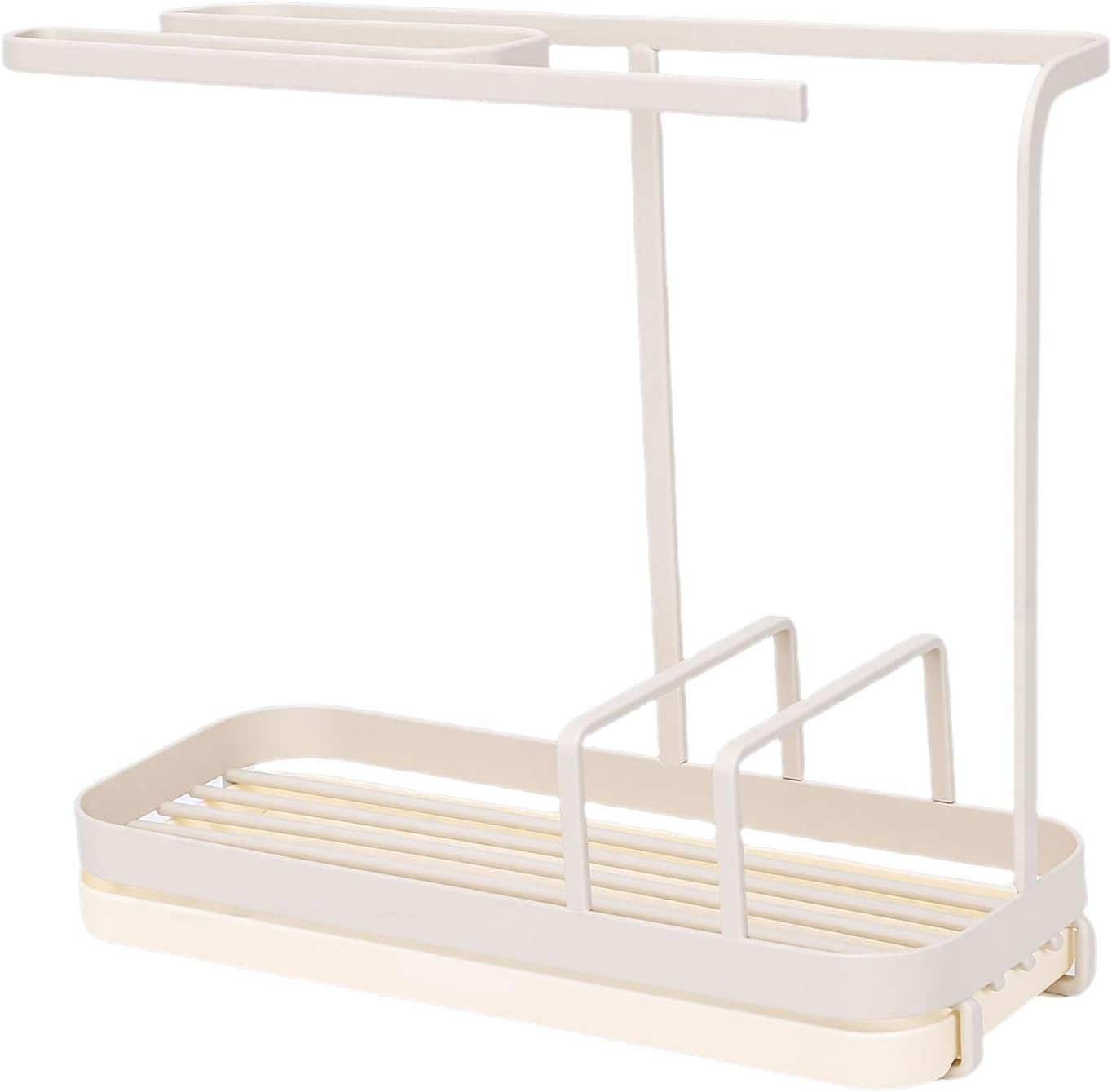 Brrnoo Milk Yellow Sponge Holder with Drainage System – Wall-Mounted Kitchen Sink for Dishcloths & Scrubbers，Metal Rack