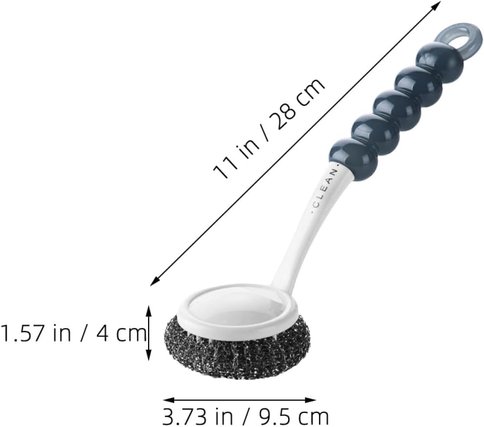 Healeved Kitchen Dish Scrubber with Handle, Small Steel Wire Scrubbing Brush for Pots and Pans, Household Non-Scratch Kitchen Cleaning Brush for Dishwashing and Sink Cleaning