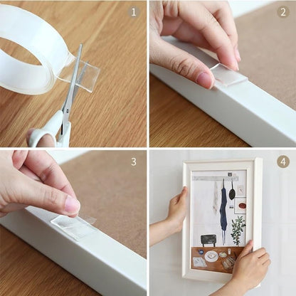 Nano Tape Tracsless Double Sided Tape Transparent No Trace Reusable Waterproof Adhesive Tape Cleanable Home Kitchen Bathroom