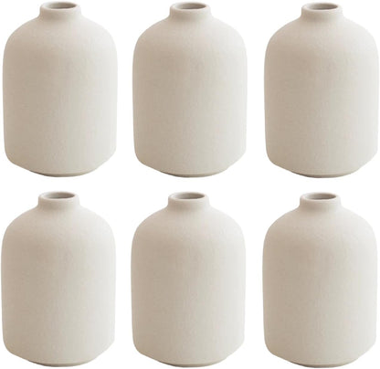 Modern Small Flower Vases 8 Pack - Ceramic, White