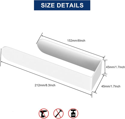 HUFEEOH 2 Pack Adhesive Hand Towel Holder, Kitchen Towel Rack Towel Bars Wall Mounted, Stainless Steel Bath Towel Hanger for Bathroom Hotel Kitchen (White, 8 Inch(2PC))