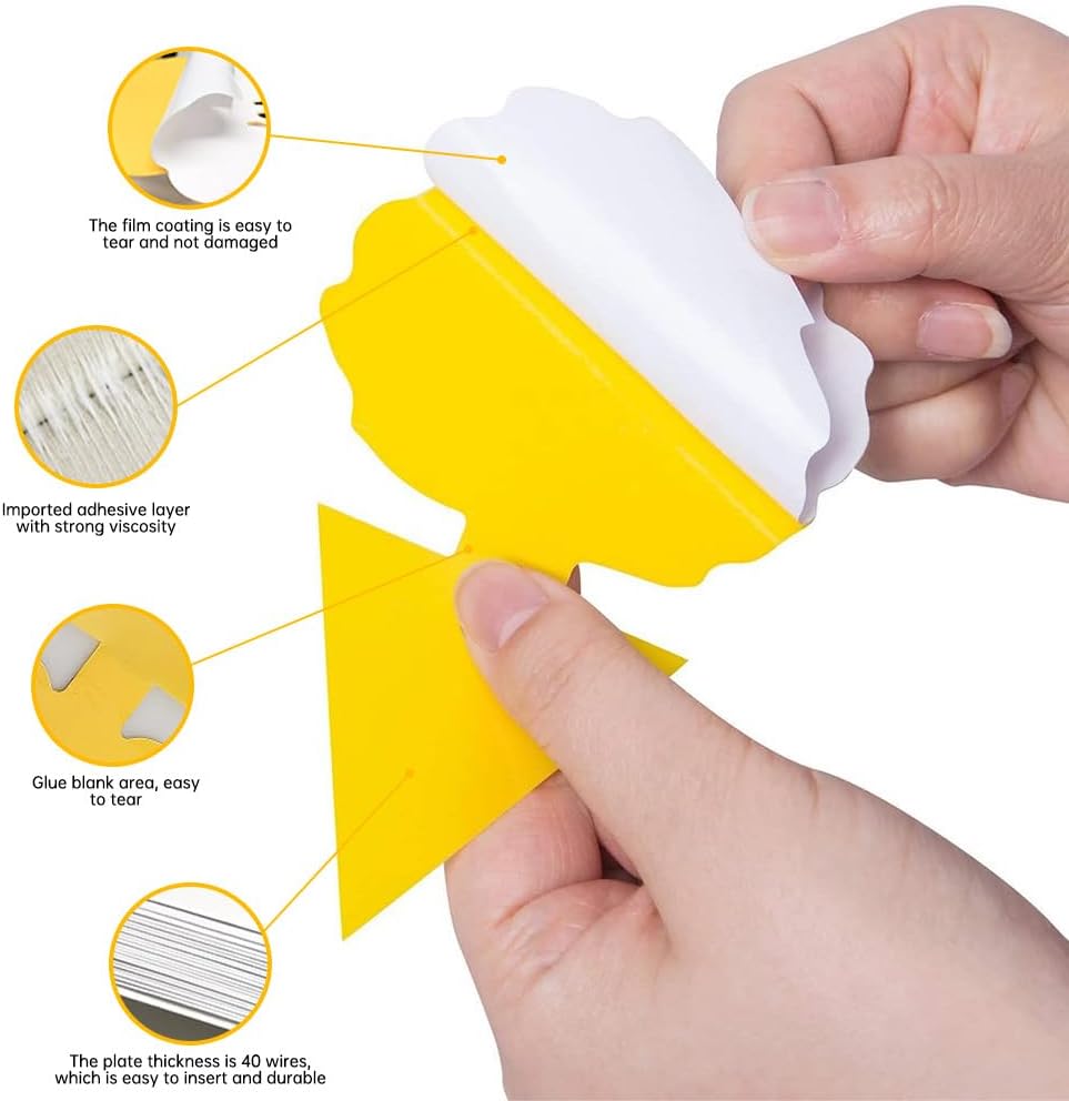 Fruit Fly Sticky Trap 46 Pack - Gnats Insect Traps for Indoor Outdoor, Yellow Double-Sided Sticky Insect Catchers Fungus, Fruit Flies, Whiteflies, Aphids, Leaf Miners