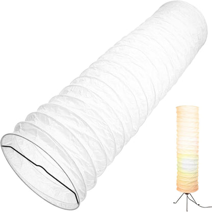 STOBOK Rice Paper Floor Lamp Shade Replacement, 36-inch Standing Paper Lampshade, Japanese Style Long Lamp Shade Only, Foldable Light Cover for Living Room Bedroom Hotel Decor, White