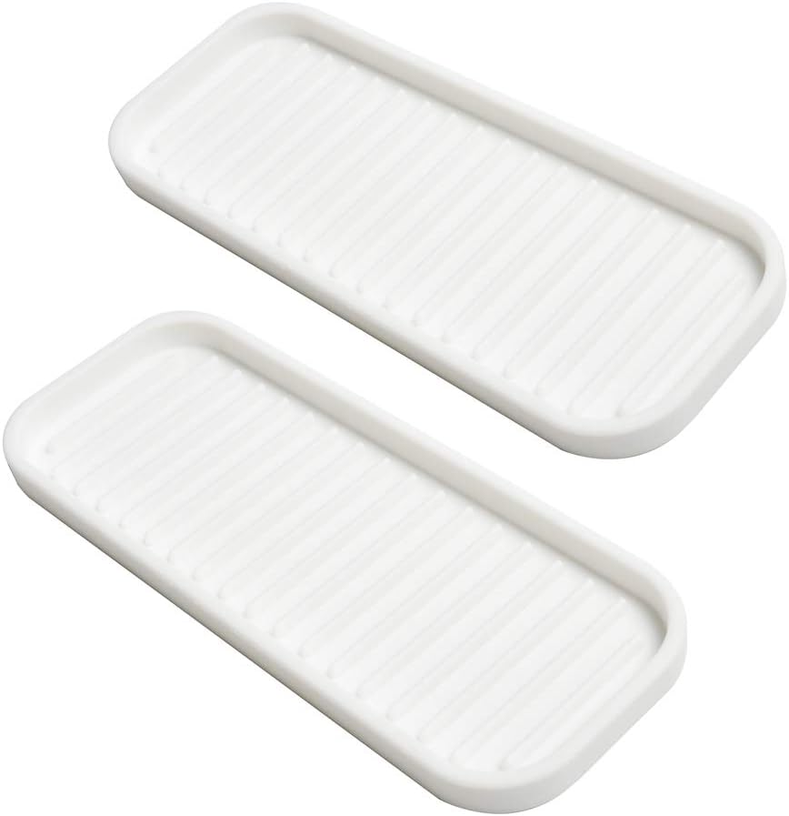 Silicone Sponge Holder Kitchen Sink Organizer Tray Dish Caddy Soap Dispenser, Scrubber Spoon Holder,Dishwashing Accessories 2 Pack (Black)