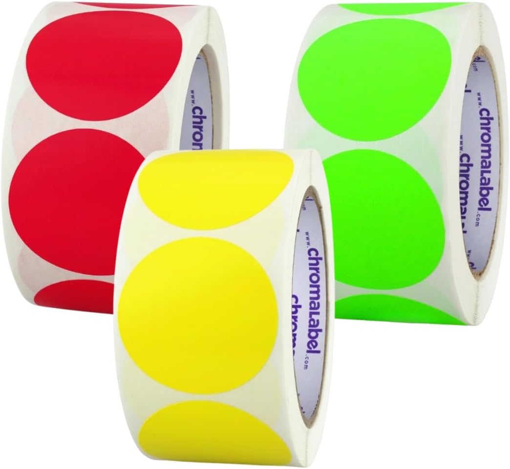 ChromaLabel 2 inch Color-Code Dot Labels | 500/Roll (Yellow)