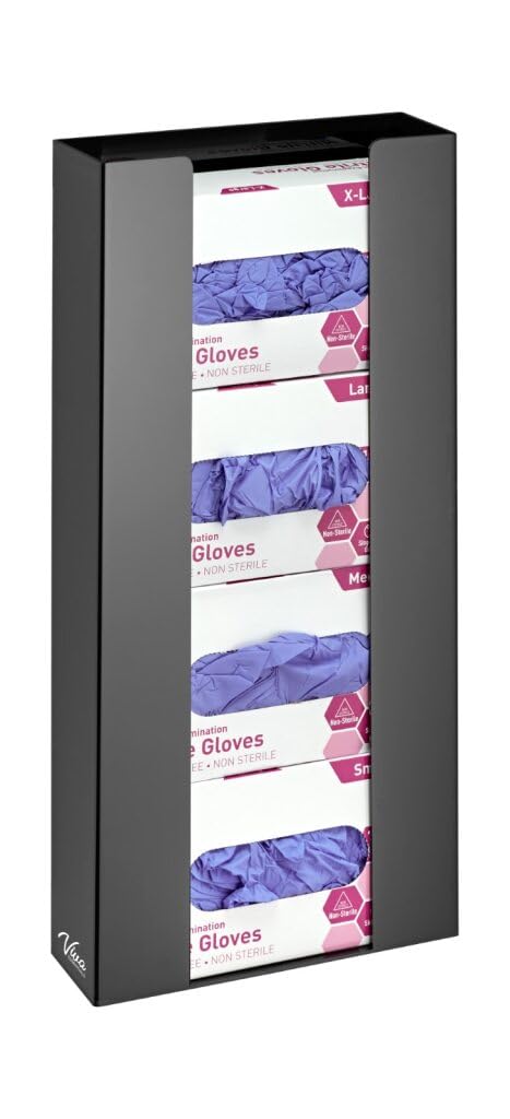 AdirMed VivaEssentials Double Glove Box Holder, Wall Mount or Free Standing Black Acrylic Glove Holder