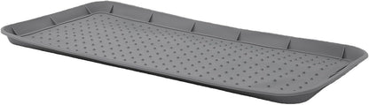 Jiawu Silicone Shoe Tray, Heavy Duty Non Slip Boot Tray with Raised Lip, Shoe Storage for Entryway Indoor Outdoor Use (Black)