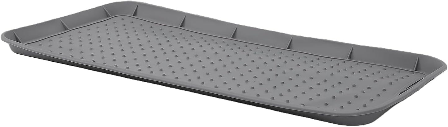 Pomya Heavy Duty Silicone Boot Mat | Shoe Tray with Raised Lip for Entryway, Mudroom, Porch, Patio (Gray)