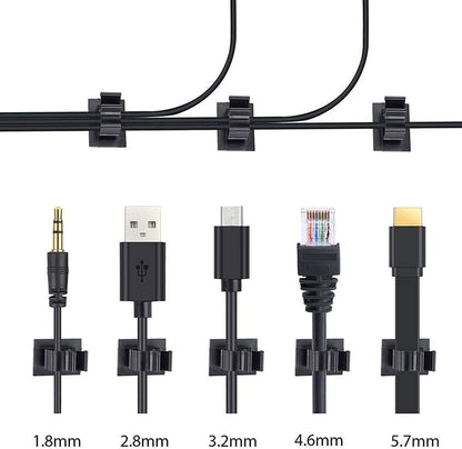 Viaky 30 Pcs Black Cable Wire Clips Adjustable Nylon Wire Holder Adhesive Cable Management Suitable for Maximum Diameter 0.6 inch (15.4mm) Cables