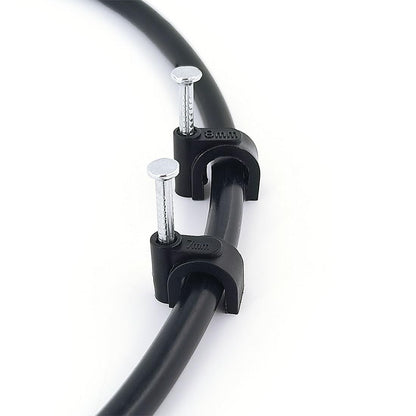 HS 7mm Ethernet Cat6 Cable Clips Clamps RG6 with Steel Nail (200 Pack) Wire Clips Black for Wall,Cord Management