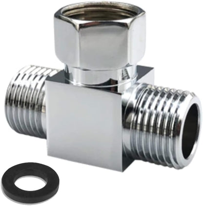 Water Diverter Fitting Adapter, Add-A-Tee G1/2" Hose Connector Adapter for Angle Valve adapter, Shower arms, Toliet Bidet Sprayer, Hose Pipe Fittings (3 Way T2)