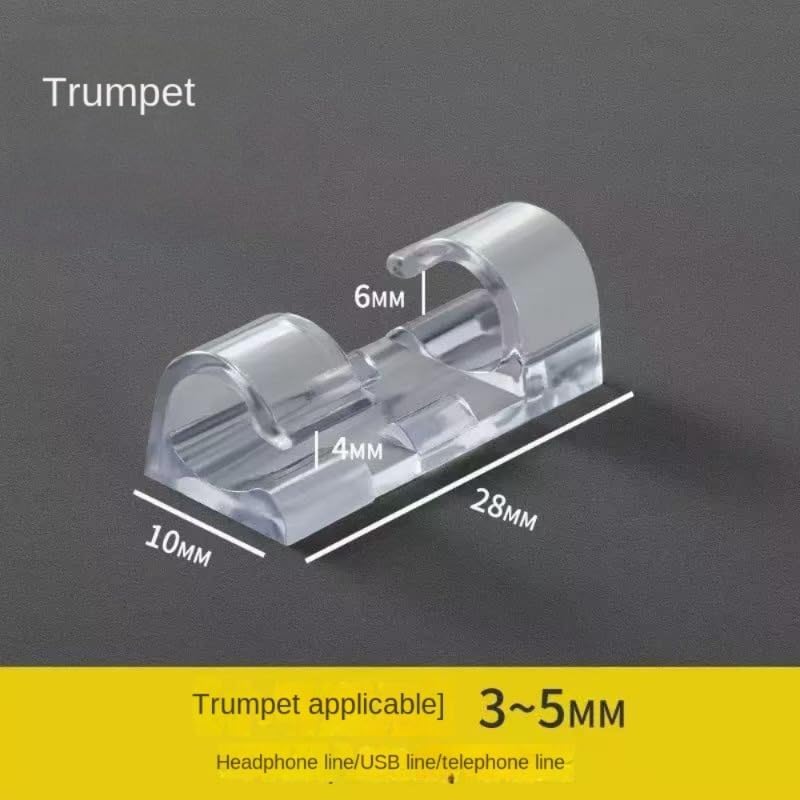 100pcs Clear Adhesive Cable Clips for Desk and Wall, Durable PC Cord Organizer Clips for Office, Home and Car, Strong Self-Adhesive Wire Management Clips for Ethernet, Charging Cables and Power Cords