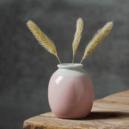 Daittin 3-Piece Ceramic Vase Set - Small Bud Vases for Dried/Fresh Flowers, Tabletop Decor for Living Room, Bedroom & Office, Compact & Stylish Decor Pieces for Gift Givers (Pink)