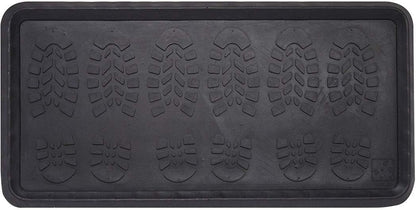 Envelor Rubber Boot Tray for Entryway Indoor Shoe Trays for Mudroom Wet Shoe Mat Tray Multiuse Rubber Water Tray Mud Mat Winter Boot Mat Large Utility Tray, Footsteps, 32 x 16 Inch, 2 Pack