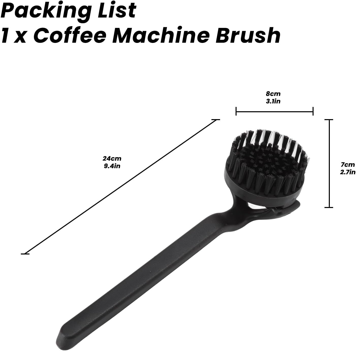 Topyond Espresso Coffee Machine Cleaning Brush, 360° Coffee Grinder Brush with Detachable Head, Nylon Bristles Barista Tool, Group Head Brush for 51mm 54mm Coffee Maker