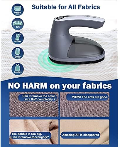 POPCHOSE Fabric Shaver, Lint Remover for Clothes, Lint Shaver with 6-Leaf Blades & 2 Speed, 2000mAh Rechargeable, Sweater Shavers to Remove Pilling, Electric Lint Remover for Couch, Furniture, Fuzz