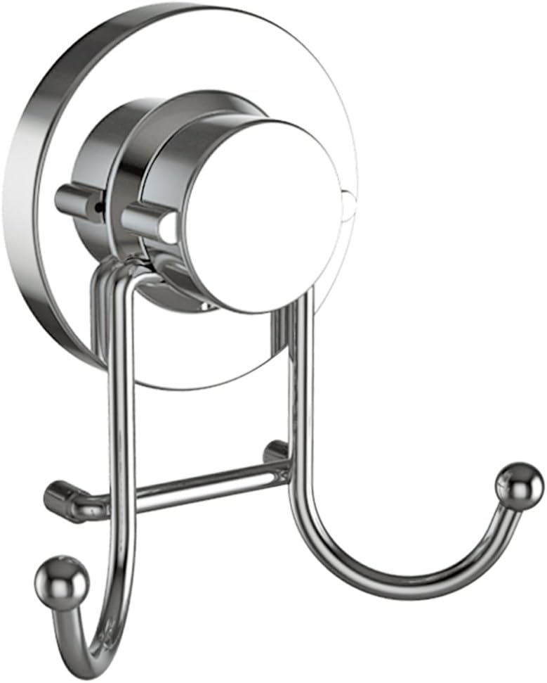 HOME SO Suction Cup Hooks for Shower & Bathroom Towel Holder 1-Pack – Suction Cups Hooks for Hanging Towels, Robes, & Coats - Tiles, Glass Door or Mirror – Shower and Towel Hooks - Chrome, Stainless