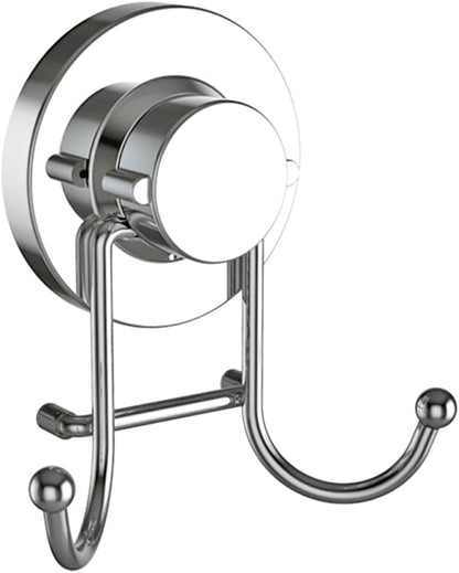 HOME SO Suction Cup Hooks for Shower & Bathroom Towel Holder 1-Pack – Suction Cups Hooks for Hanging Towels, Robes, & Coats - Tiles, Glass Door or Mirror – Shower and Towel Hooks - Chrome, Stainless