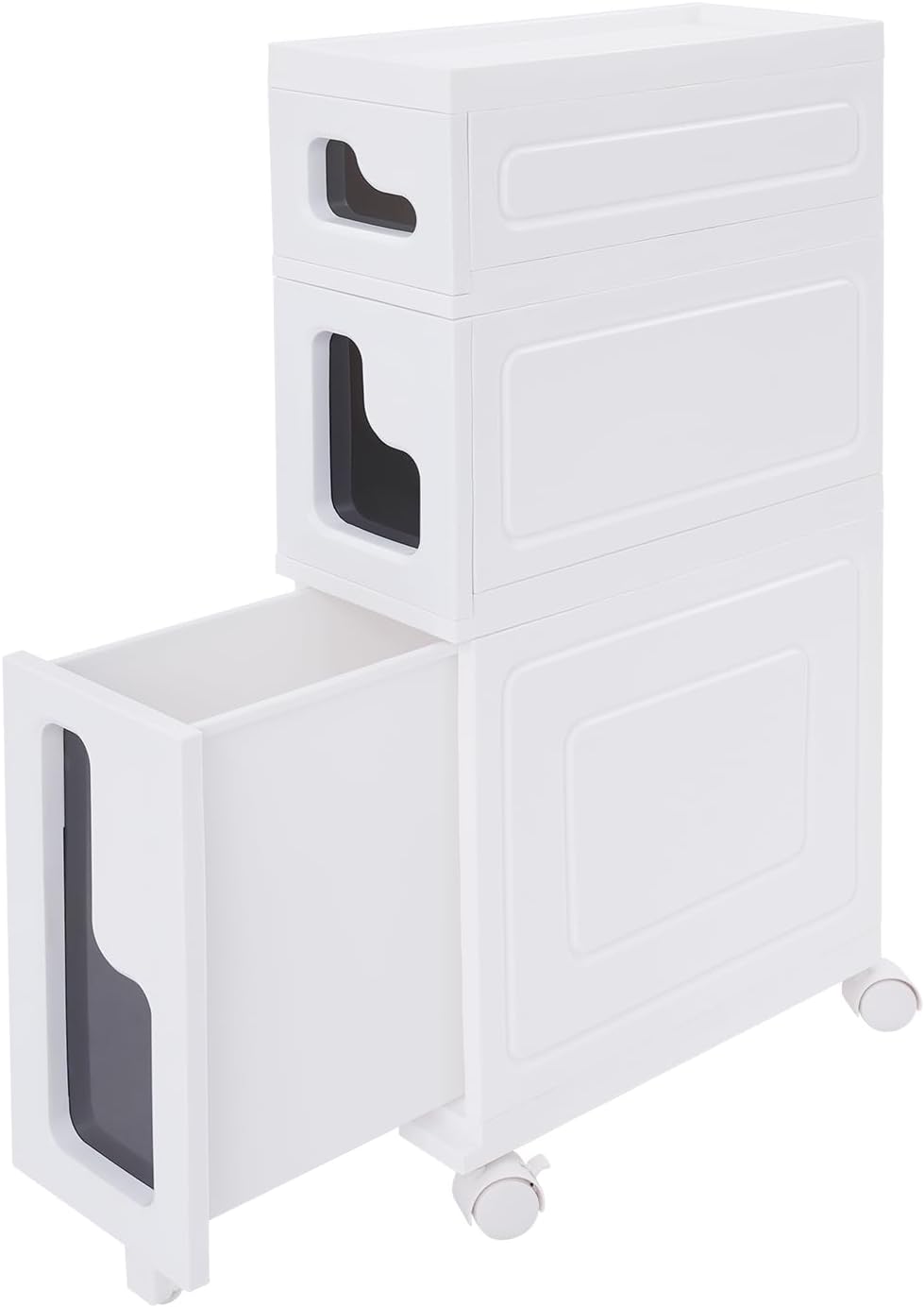 1 Tier Slim Bathroom Storage Cabinet, 15.7" L X 6.3" W X 16.9" H Slim Rolling Cart, 66.14 Lbs Load-Bearing Capacity Narrow Storage Cabinet for Living Room, Kitchen, Bathroom, Office