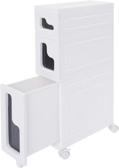 1 Tier Slim Bathroom Storage Cabinet, 15.7" L X 6.3" W X 16.9" H Slim Rolling Cart, 66.14 Lbs Load-Bearing Capacity Narrow Storage Cabinet for Living Room, Kitchen, Bathroom, Office