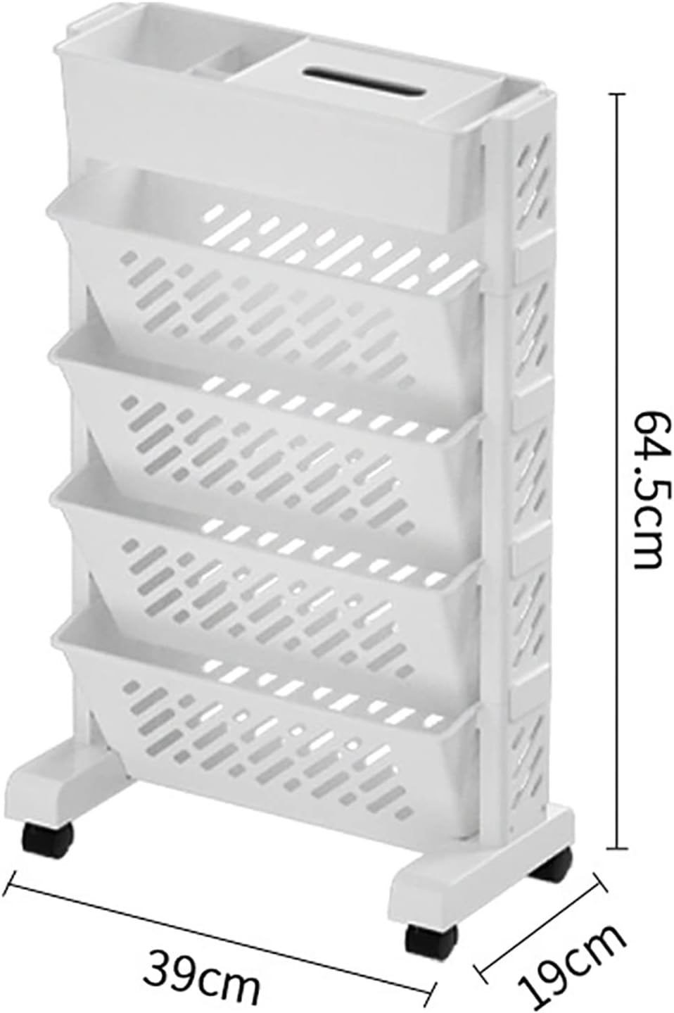 Ejoyous Mobile Bookshelf on Wheels, Movable Rolling Book Shelf 6 Tier Slim Storage Trolley Slide Out Storage Tower Rolling Utility Cart Storage Rack, for Office Bedroom Bathroom Living