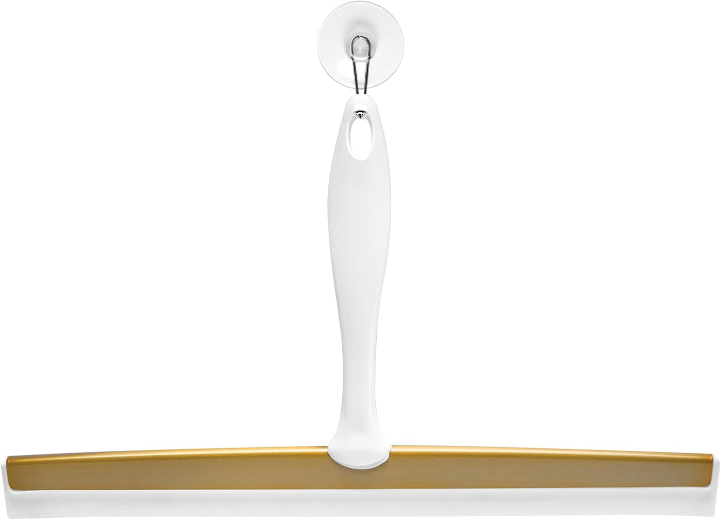 iDesign Zia Metal and Plastic Bathroom Squeegee for Shower, Glass Doors, Floors, Mirrors, with Suction Hook Holder , 12 Inches, Clear and Stainless Steel