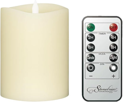 Stonebriar 6 Count White Real Wax 3x3 Flameless LED Pillar Candles with Remote and Timer