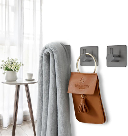 Fotosnow Adhesive Towel Hooks 15lbs Heavy Duty Wall Hooks Waterproof Stainless Steel Hanger for Hanging Coat, Hat, Towel Robe Hook Rack Wall Mount- Bathroom and Bedroom 4-Packs
