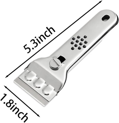 Cooktop Scraper,Multi-Purpose Scraper Cleaning Tool,Razor Holder for Cleaning Glass Cooktop, Window, Decals, Stickers, Label, Caulk, Adhesive, Paint Glue Removal