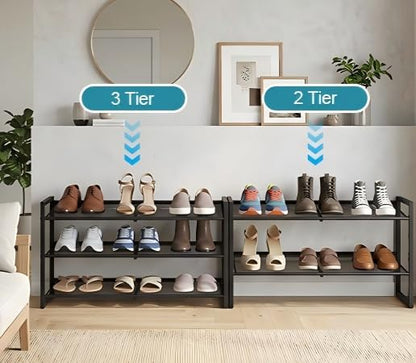 Garden 4 you Shoe Rack - Expandable Shoe Organizer for Closet, Metal Shoe Shelf Organizer, Stackable Adjustable Shoe Storage Shelf for Entryway, Garage, Door Entrance (2-Tier)